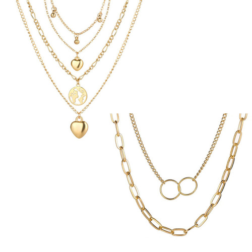 Arihant Jewellery For Women Gold-Plated Layered Necklace-Set Of 2