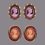 Arihant Combo of Purple & Pink CZ Stud Earrings 70234