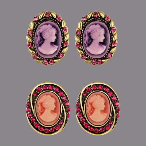 Arihant Combo of Purple & Pink CZ Stud Earring...
