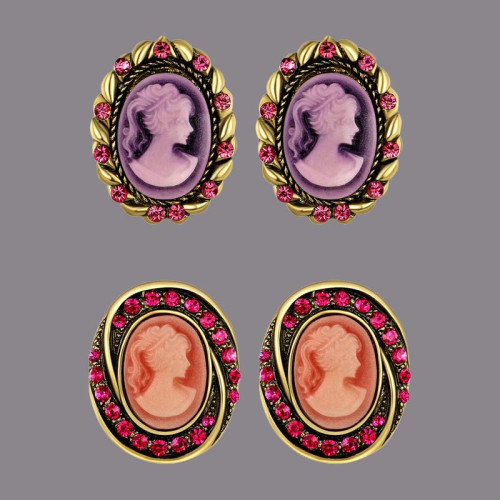 Arihant Combo of Purple & Pink CZ Stud Earring...