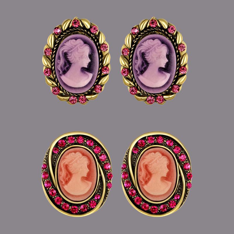 Arihant Combo of Purple & Pink CZ Stud Earrings 70234