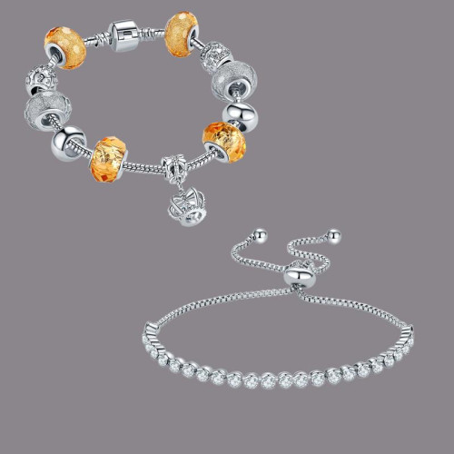 Arihant Combo of 1 Pair of Silver Plated Pandora & Charm Bracelets 70245