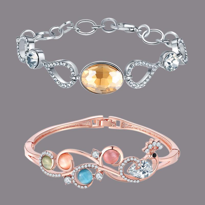 Arihant Combo of Rose Gold Plated & Silver Plated Charm Bracelets 70248