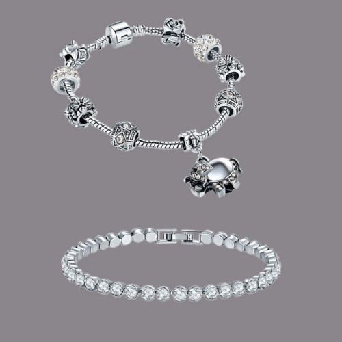 Arihant Combo of 1 Pair of Silver Plated Pandora & Charm Bracelets 70249