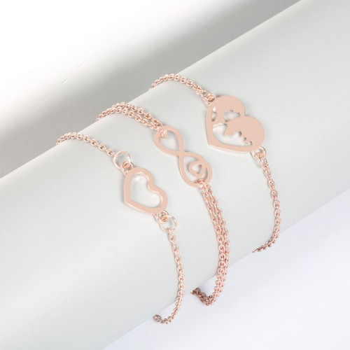 Arihant combo of 3 Rose Gold Plated Charm Bracelet...