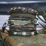 Arihant Combo of 5 Black Contemporary Bracelets 49019