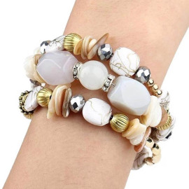 Arihant White & Gold-Toned Copper-Plated Stone-Studded Multi-Strand Bracelet 49021