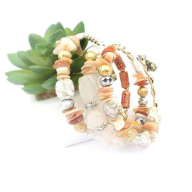 Arihant White & Gold-Toned Copper-Plated Stone-Studded Multi-Strand Bracelet 49021