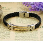 Arihant Men's Fashion Stainless Steel Wrap Cuff Clasp Leather Bracelet For Men 49069