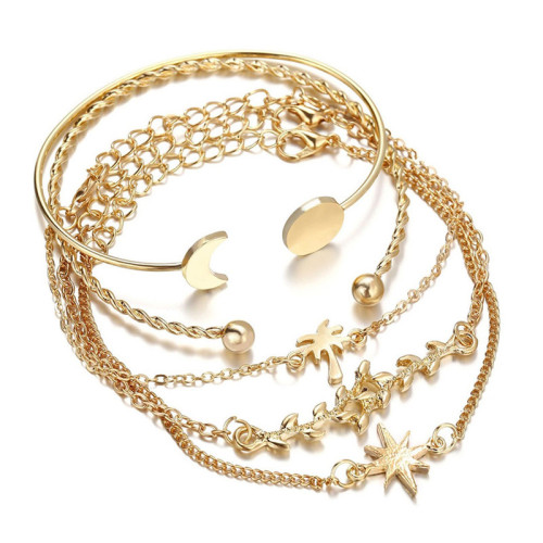 Arihant Set of 5 Gold Plated Boho Bracelets 49083