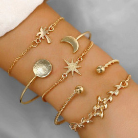 Arihant Set of 5 Gold Plated Boho Bracelets 49083