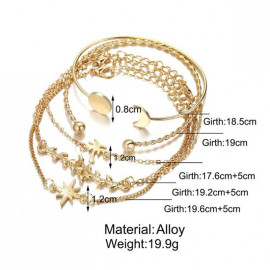 Arihant Set of 5 Gold Plated Boho Bracelets 49083