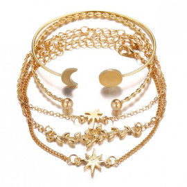 Arihant Set of 5 Gold Plated Boho Bracelets 49083