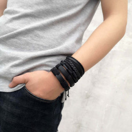 Arihant Multi Layered Lather Bracelet for Men 49085