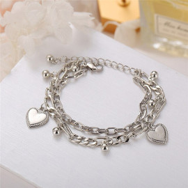 Arihant Delicate Heart Silver Plated Multistrand Bracelet Jewellery For Women