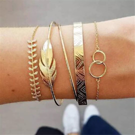 Arihant Gold Toned Gold Plated Set of 5 Stackable Bracelet Set For Women and Girls