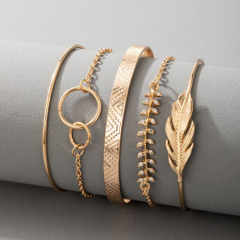 Arihant Gold Toned Gold Plated Set of 5 Stackable Bracelet Set For Women and Girls