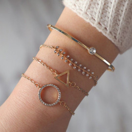 Arihant Gold Toned Gold Plated Set of 4 Contemporary Stackable Bracelet Set For Women and Girls
