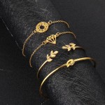 Arihant Gold-Toned Gold Plated Set of 4 Contemporary Stackable Bracelet Set For Women and Girls