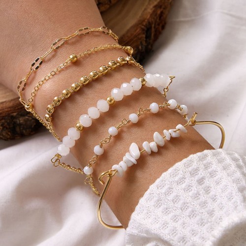 Arihant Gold Plated Set of 6 Contemporary Stackable Korean Bracelet Set For Women and Girls