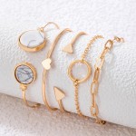 Arihant Gold Plated Gold Toned Set of 5 Contemporary Stackable Korean Bracelet Set For Women and Girls