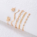 Arihant Gold-Plated Gold Toned Set of 5 Contemporary Stackable Bracelet Set For Women and Girls