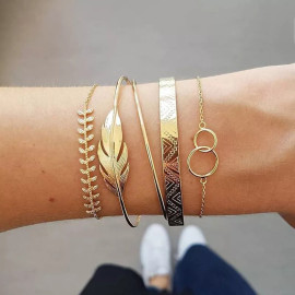 Arihant Gold-Plated Gold-Toned Set of 5 Contemporary Stackable Bracelet Set For Women and Girls