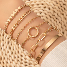 Arihant Gold Toned Gold Plated Set of 6 Contemporary Stackable Bracelet Set For Women and Girls