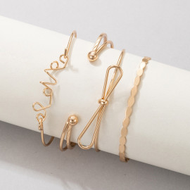 Arihant Gold-Toned Gold-Plated Set of 4 Contemporary Stackable Bracelet Set For Women and Girls