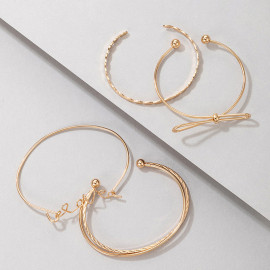 Arihant Gold-Toned Gold-Plated Set of 4 Contemporary Stackable Bracelet Set For Women and Girls