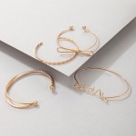 Arihant Gold-Toned Gold-Plated Set of 4 Contemporary Stackable Bracelet Set For Women and Girls