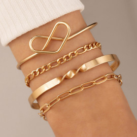Arihant Gold Toned & Gold-Plated Set of 4 Contemporary Stackable Bracelet Set For Women and Girls