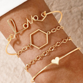 Arihant Gold-Toned & Gold-Plated Set of 4 Contemporary Stackable Bracelet Set For Women and Girls