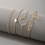 Arihant Gold-Toned & Gold-Plated Set of 4 Contemporary Stackable Bracelet Set For Women and Girls