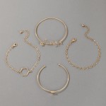 Arihant Gold-Toned & Gold-Plated Set of 4 Contemporary Stackable Bracelet Set For Women and Girls