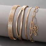 Arihant Gold-Toned & Gold Plated Set of 4 Contemporary Stackable Bracelet Set For Women and Girls