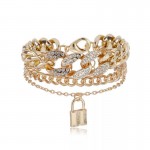 Arihant Gold Plated Stone Studded Lock inspired Multi-strand Bracelet For Women and Girls