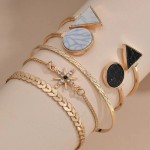 Arihant Gold Plated Geometric Set of 5 Stackable Korean Bracelet Set for Women and Girls