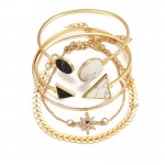 Arihant Gold Plated Geometric Set of 5 Stackable Korean Bracelet Set for Women and Girls
