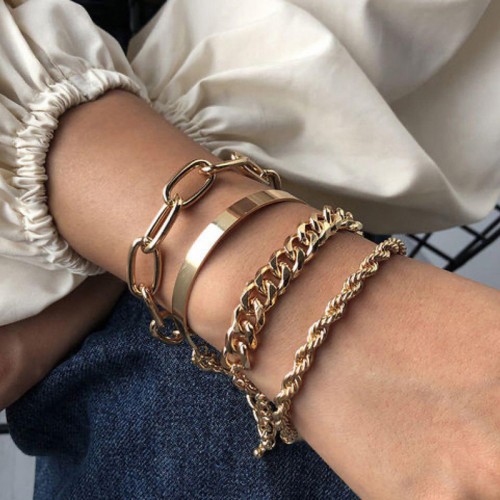 Arihant Gold Plated Set of 4 Stackable Bracelet Se...