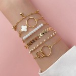 Arihant Gold Toned & Gold Plated Set of 6 Contemporary Stackable Korean Bracelet Set For Women and Girls