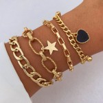 Arihant Gold Plated Heart-Star Contemporary Set of 4 Bracelet Set For Women and Girls
