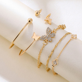Arihant Gold-Plated Butterfly inspired Set of 5 Contemporary Stackable Bracelet Set For Women and Girls