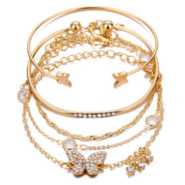 Arihant Gold-Plated Butterfly inspired Set of 5 Contemporary Stackable Bracelet Set For Women and Girls