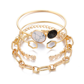 Arihant Gold Plated Geometric Set of 4 Stackable Korean Bracelet Set for Women and Girls
