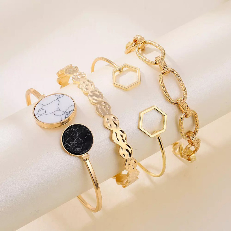Arihant Gold Plated Geometric Set of 4 Stackable Korean Bracelet Set for Women and Girls