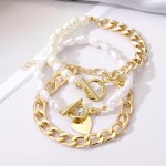 Arihant Gold Plated Set of 3 Heart inspired Contemporary Bracelet Set For Women and Girls