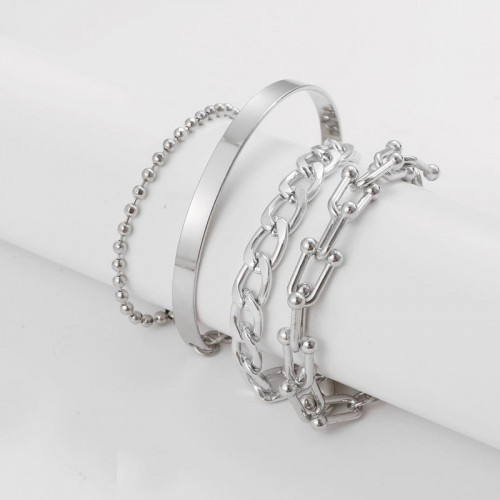 Arihant Silver Plated Set of 4 Contemporary Bracel...