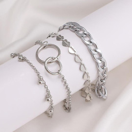 Arihant Silver Plated Heart inspired Set of 4 Contemporary Bracelet Set For Women and Girls