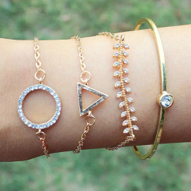 Arihant Gold Toned Gold-Plated Set of 4 Contemporary Bracelet Set For Women and Girls